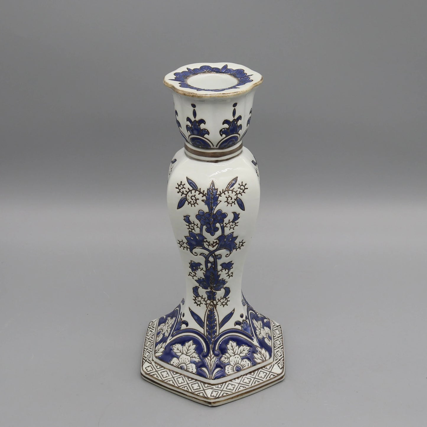 Kerzenhalter aus Keramik, blaue und weiße Keramik, Tischaccessoire, Wohndekoration