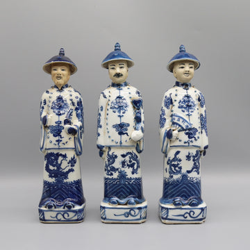 Chinese Qing Dynasty Emperor Statue, Porcelain Ancient Figurine, Table Accessory, Home Decoration