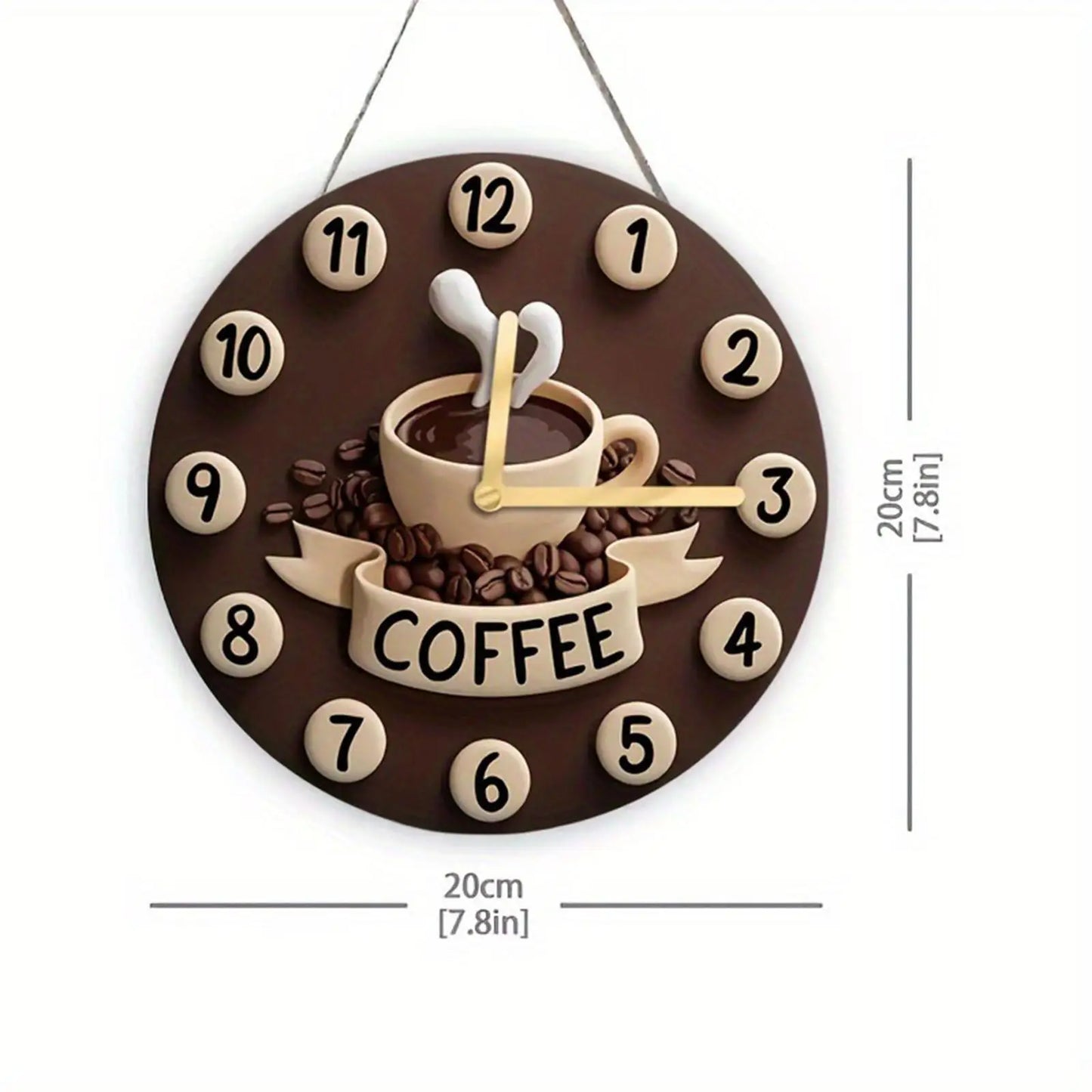 Coffee Cup Clock Hanging Ornament 2D Craft Creative Collection Decorative for