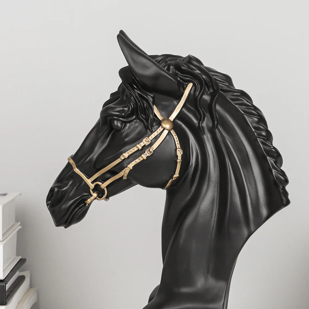 ARTLOVIN Horse Head Statue For Home Decor,Great Strong War-Horse Sculpture,Black and White Home Decorations,Gift for Dad &Elder