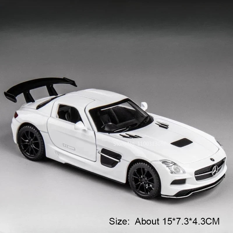 1:32 SLR 772S SLS Toys Model Sports Cars Alloy Diecast with Light Sound Vehicle Wheel Pull Back Miniature Car Boys Perfect Gifts