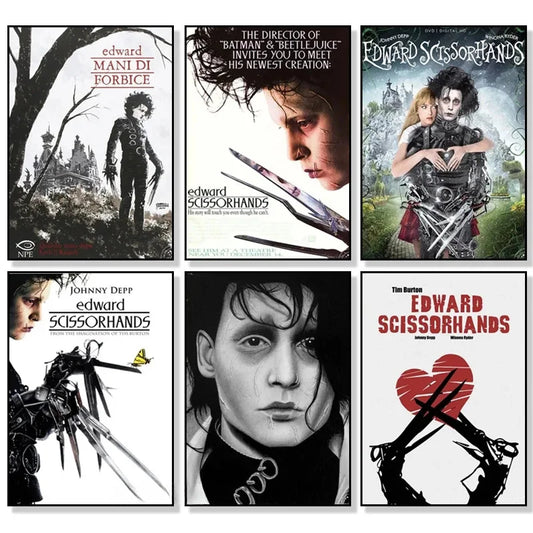 Retro Edward Scissorhands Posters Classic Movies Wall Art Canvas Painting And Prints Film HD Pictures Bar Barber Decor Frameless