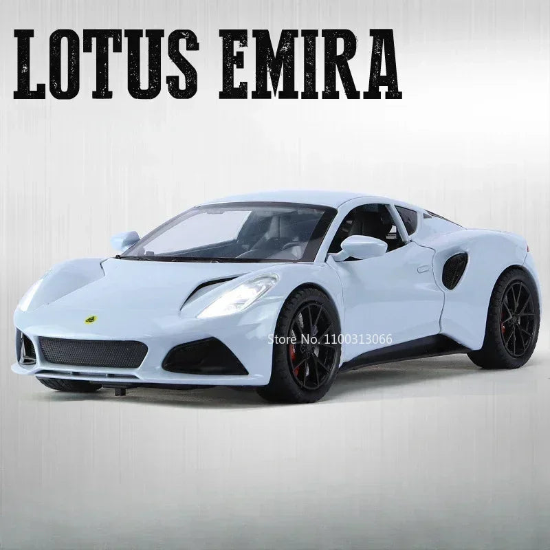 1:24 Alloy Diecasts Lotus EMIRA Camaro Toys Models Cars with Light Sound Sports Car Pull Back Vehicle Models Toy for Child Gifts