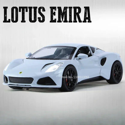 1:24 Alloy Diecasts Lotus EMIRA Camaro Toys Models Cars with Light Sound Sports Car Pull Back Vehicle Models Toy for Child Gifts