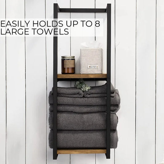 1pc Modern 2-Tier Metal Wall-Mounted Towel Rack, Easy Assembly, Space-Saving Bathroom Organizer for Home & Bedroom