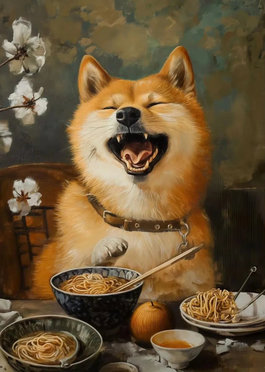 Lamian Noodles Animal Raccoon Hamster Bear Poster Canvas Printing Vintage Animals Kitchen Art Decor Home Dining Room Decoration