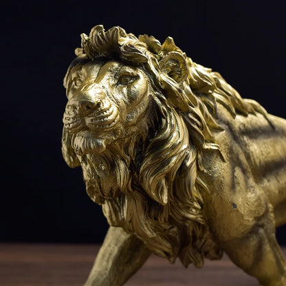 Golden Lion King Action Figure Resin Ornament Home Office Desktop Animal Statue Decoration Room Decor Gifts For Boyfriend