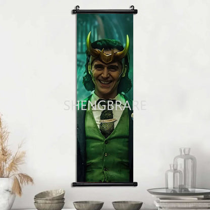 Marvel The Avengers Movie Loki Hanging Scroll Poster Artwork Home Decoration Decor Avengers Wallpaper Canvas Painting Print Gift