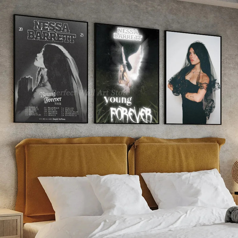 Retro Nessa Barrett Singer Young Forever Tour 2023 Poster Canvas Painting Music Wall Art HD Pictures Room Home Decor Fans Gift