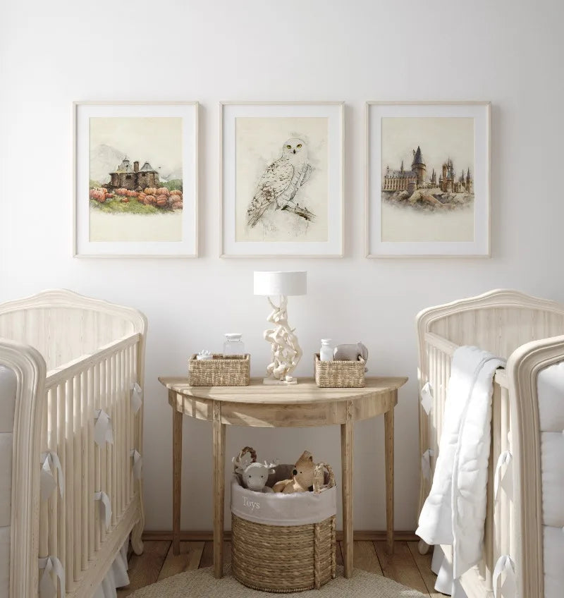 Wizard Inspired H-Hogwarts Poster Owl Magical School Castle Pumpkin House Canvas Painting Nursery Wall Art Kids Room Home Decor