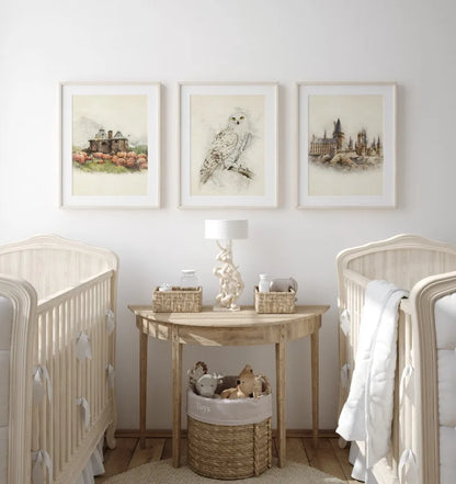 Wizard Inspired H-Hogwarts Poster Owl Magical School Castle Pumpkin House Canvas Painting Nursery Wall Art Kids Room Home Decor