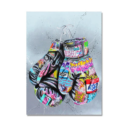 Abstract Luxury Pop Art Posters Boxing Gloves Graffiti Canvas Painting Fashion Wall Art Pictures Home Living Room Decor No Frame