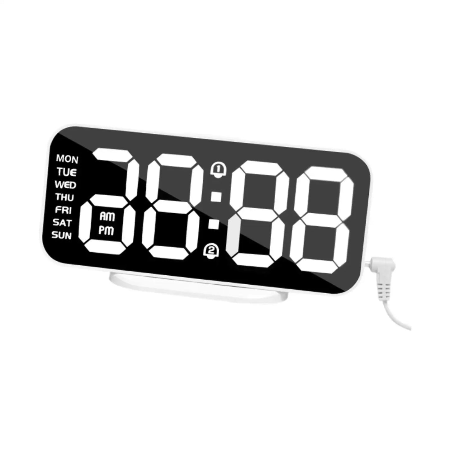 Digital Alarm Clock Bedside Clock Double USB Ports Multifunctional