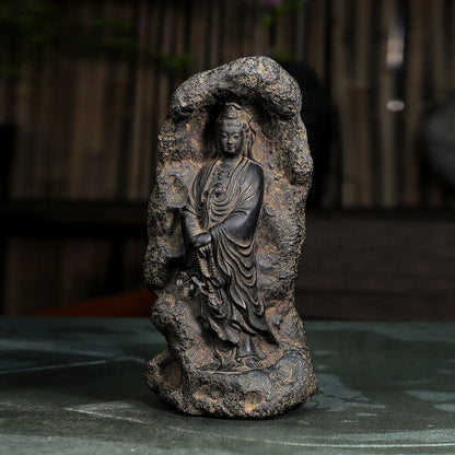 Puci Guanyin Zen Decorative Buddha Ornaments Retro Home Living Room Study Tea Room Table Decoration Accessories Art Figurine