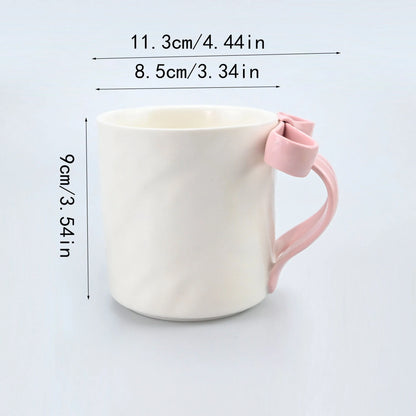 1pc Bow Shaped Mug, Pink Three-Dimensional Bow Shaped Coffee Cup, High Aesthetic Value, Design Sense
