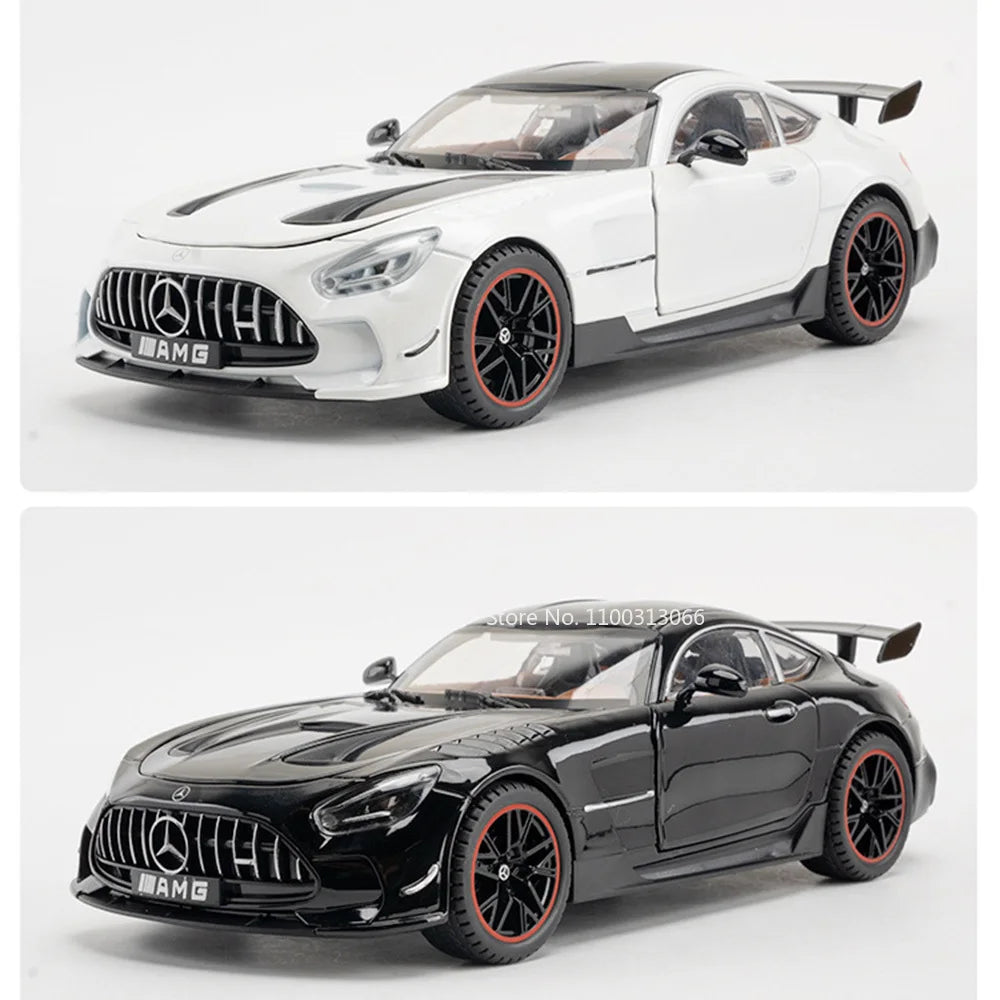 1:18 Scale Alloy GTR Car Model Diecast Toys Rubber Tire Light Sound Simulated Vehicles Models Wheel Pull Back Cars Boys Presents