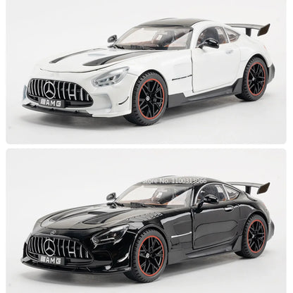 1:18 Scale Alloy GTR Car Model Diecast Toys Rubber Tire Light Sound Simulated Vehicles Models Wheel Pull Back Cars Boys Presents