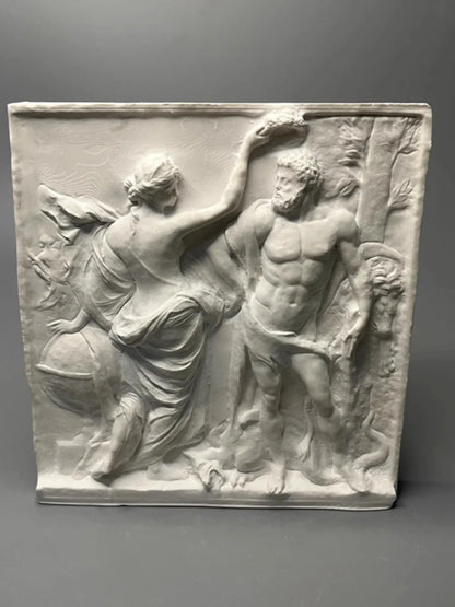 Nordic Retro Roman Hercules Sculpture Plaster Statue Plane Relief Artwork Desktop Ornaments Expanded Incense Stone Gift