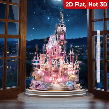 1PC Dreamy 2D Castle Desktop Decoration, Fairy Tale Style Castle Shape Home Decoration, Study, Living Room, Bedroom Decoration