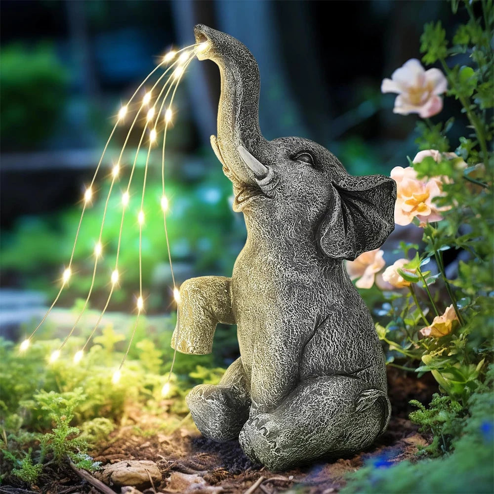 Solar Resin Elephant Ornament Light Outdoor String Lights Courtyard Crafts Garden Lawn Elephant Animal Landscape Light