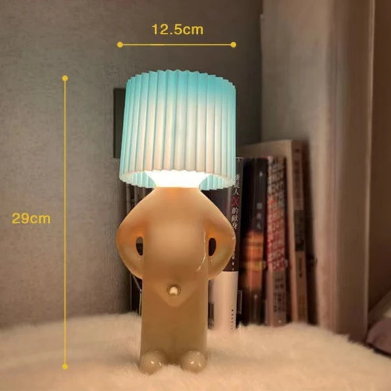 Claeted Naughty Boy Creative Table Lamp Unique LED Pleats Reading Lighting Bedroom Bedside Night Light Children's Gift
