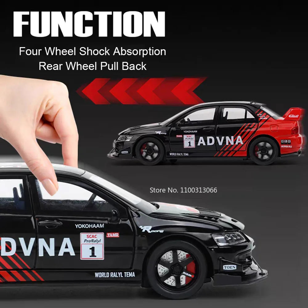 1:32 Mitsubishi EVO GTR R34 Cars Toys Alloy Diecast Models Wheel Steering Miniature Car Doors Opened Vehicles Child Adult Gifts