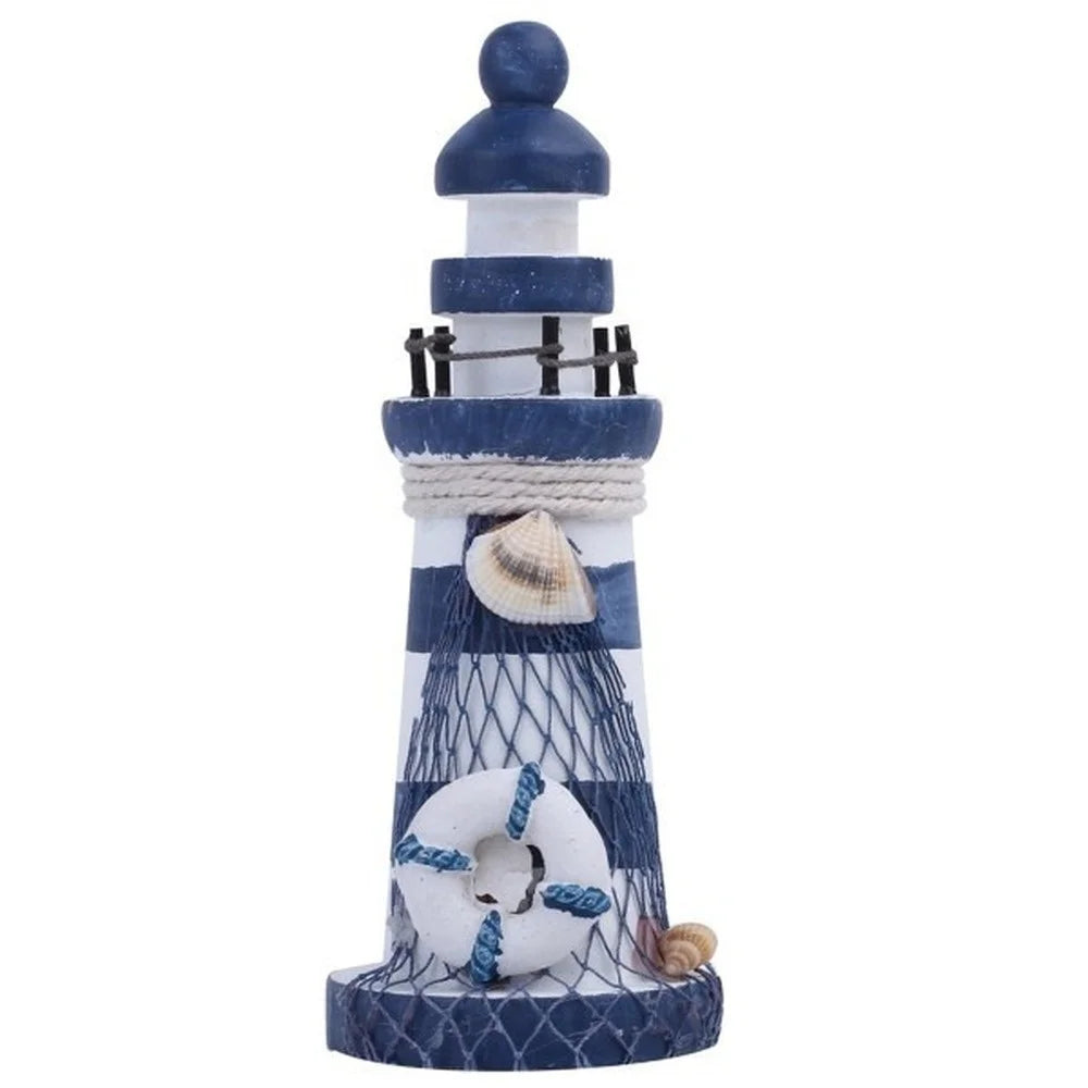 Mediterranean style Cute Craft Home Decoration Wooden Crafted Lighthouse Light Tower Starfish Shell Christmast gifts