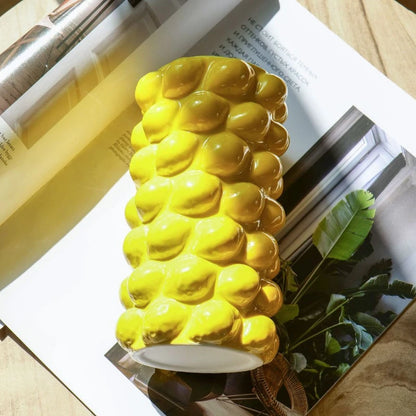 Lovely Ceramic Vase Creative Cartoon Fruit Lemon Strawberry Decorative Vases Flower Vase for Home Living Room Office Decor