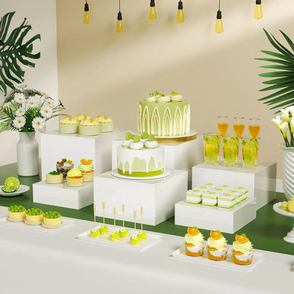 6Pcs Acrylic Display Stands with Hollow bottoms Food Risers Buffer Risers for Food Flower Arrangements Dessert Cake Cosmetics