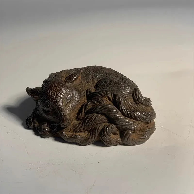 Chinese Retro Nine-tailed Fox Decorative Ornaments Tea Pet Statue Table Decoration and Accessories Art Figurine Decor Sculpture