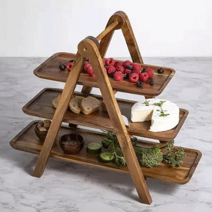 3 Tier Wood Tiered Tray Decor Cake Stand Farmhouse Tiered Tray Party Serving Dishes And Platters Trays