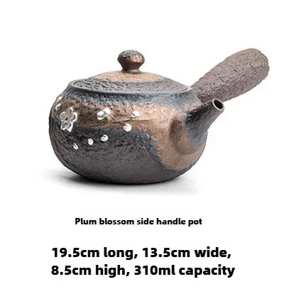Gold plated glazed beam pot side pot, hot tea cooking stove, with open flame, candles, alcohol, creative silver plum blossom