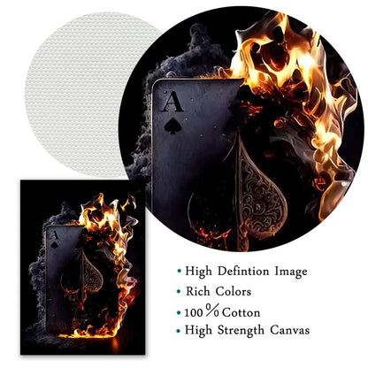 Modern Playing Card On Fire Posters Canvas Paintings And Prints Pictures Wall Art For Living Room Home Decor Frameless No Lights