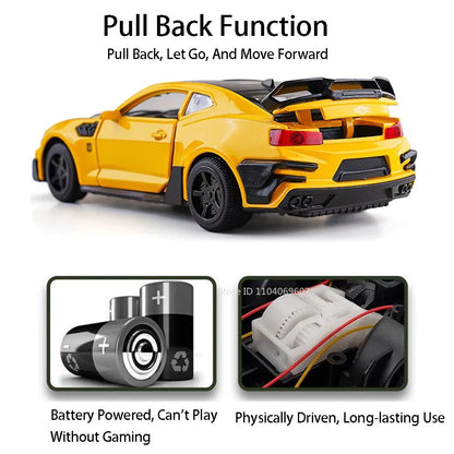 1:32 Camaro Cars Alloy Toys Diecasting Models with Sound Light Vehicles Rubber Tires Police Car for Boys Adult Festival Gifts