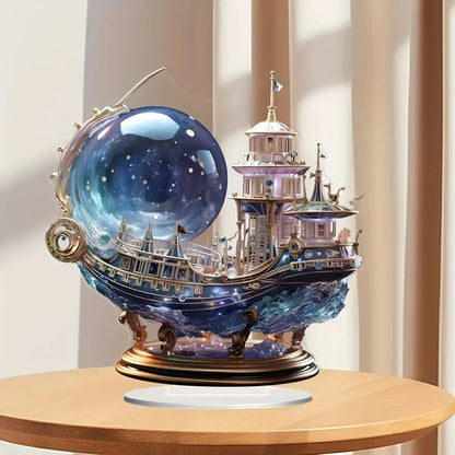 2D Flat Small Ornament Acrylic Boat/ornament with Bracket/perfect for Decorating Tabletops or Gifts