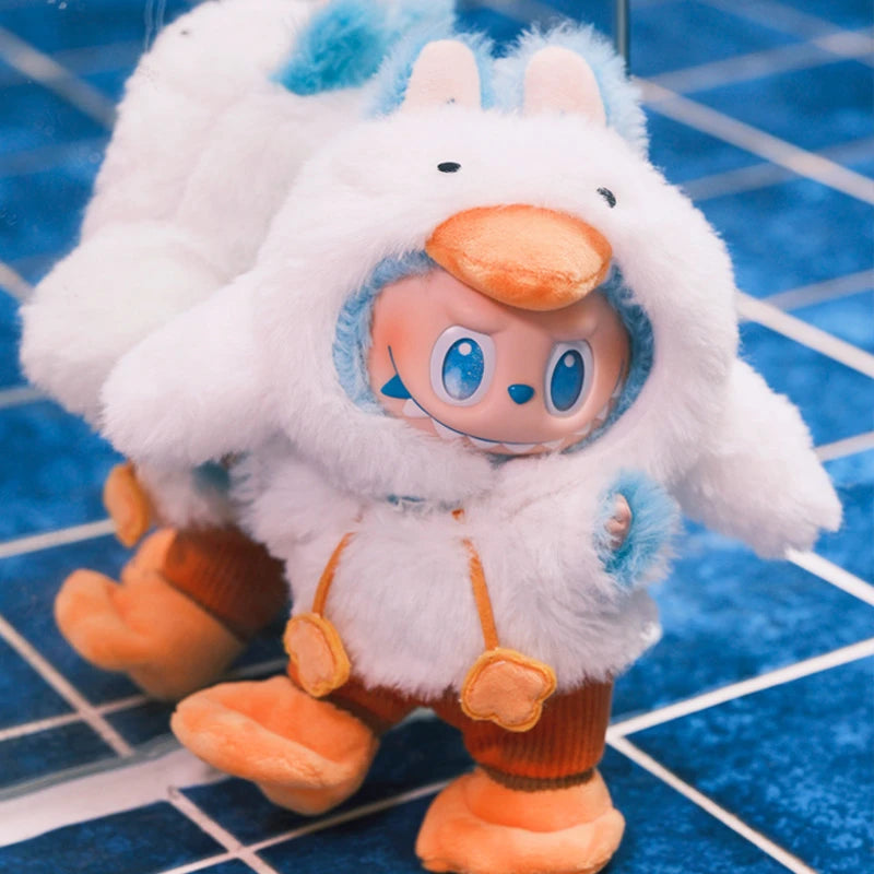 New 17cm Lafufu Pendant V1 V2 V3 Vinyl Doll Clothing Cute Forest Fairy Tale Same Style Duck Jumpsuit Clothes Set Gift