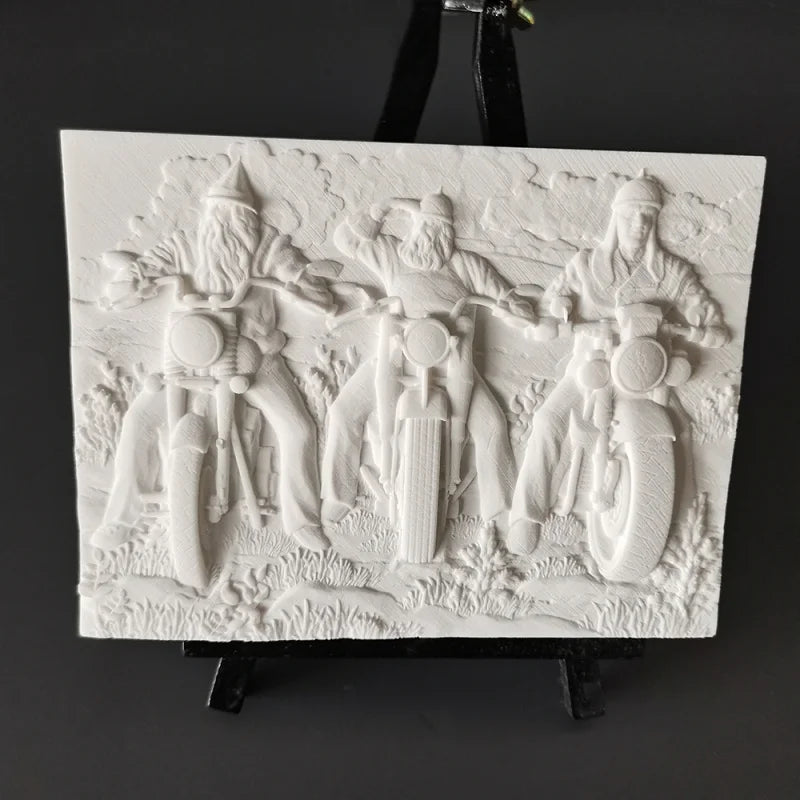 【Motorcycle Rider】Nordic Plaster Relief Painting Home Art Decorations Desktop Decoration Creative Room Luxury Decor Modern Gift