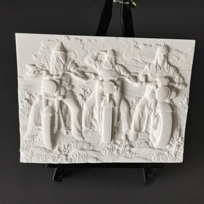 【Motorcycle Rider】Nordic Plaster Relief Painting Home Art Decorations Desktop Decoration Creative Room Luxury Decor Modern Gift