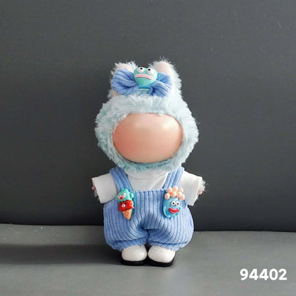 15-17cm Lafufu Doll Clothes - Monster Outfit Accessories, DIY Costume Set, Kids Gift, Pink Bunny Jumpsuit for V1 V2 V3 Dolls