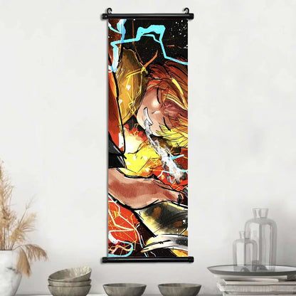 Demon Slayer Hashira Nezuko Agatsuma Zenitsu Inosuke Scroll Canvas Wall Hanging Painting Home Decor Anime Poster Wall Art Room