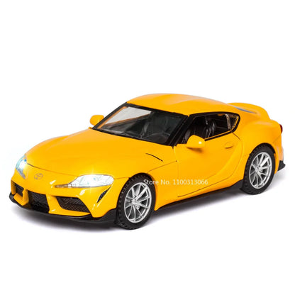 1:32 GR Supra Alphard Miniature Supercar Toy Models Alloy Diecast Sports Cars Pull Back Doors Opened Sound Light Collection Toys