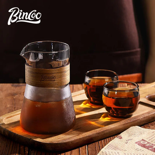 Bincoo – Pot de partage de café fait à la main, Pot de brassage en verre, tasse à café suspendue à l'oreille, Pot trempé à froid, tasse de dégustation
