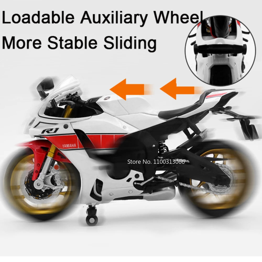 1:12 Yamaha YZF-R1M Motorcycle Alloy Diecast Models Toys Cars Loadable Auxiliary Wheel Off-road Motorcycles Model for Boy Gifts