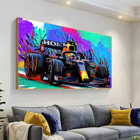 F1 World Champion Car Painting Poster Abstract Graffiti Wall Art Canvas Prints Modular Pictures Home Living Room Decor