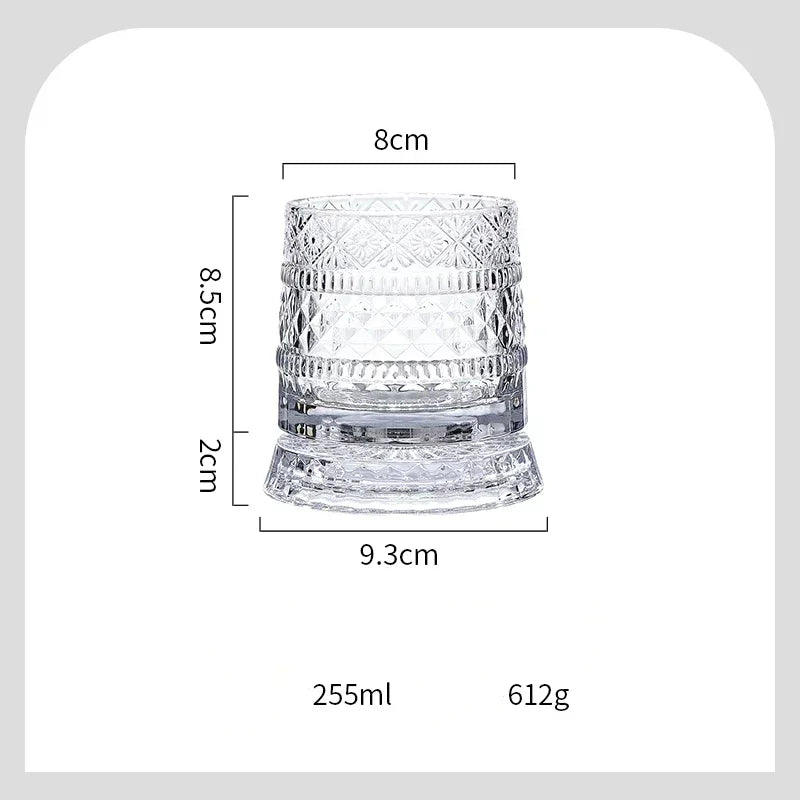 European Crystal Wine Decanter with Rotating Star Design - Whiskey & Beer Glass Set, Modern Home Bar Accessories Gift