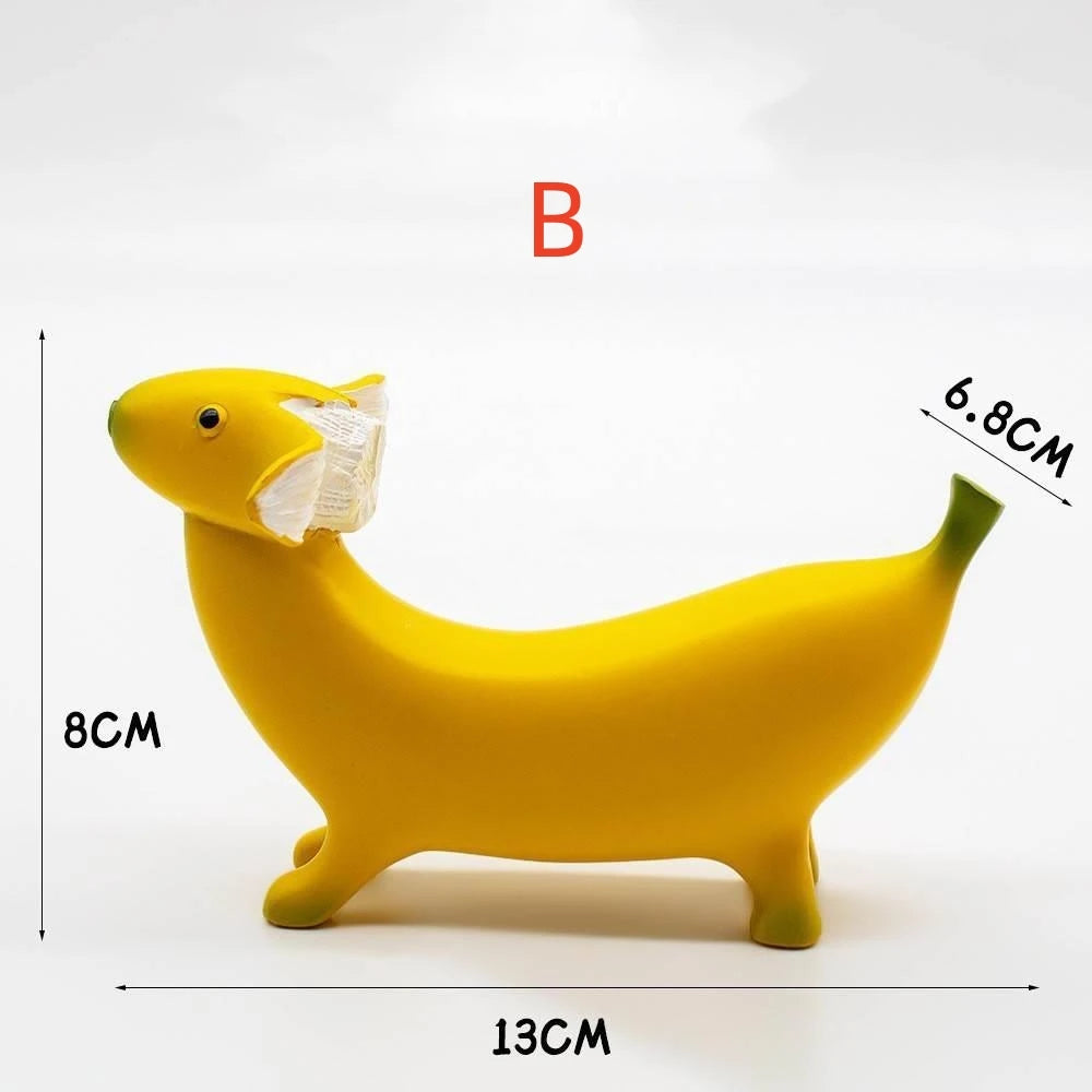 Originality Figurine Banana Dog Resin Ornaments Modern Home Decoration Cute and Interesting Desktop Bedroom Living Room Statue