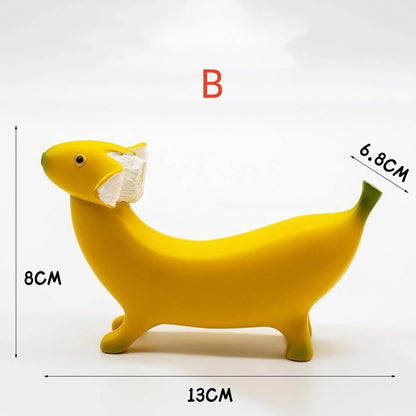 Originality Figurine Banana Dog Resin Ornaments Modern Home Decoration Cute and Interesting Desktop Bedroom Living Room Statue