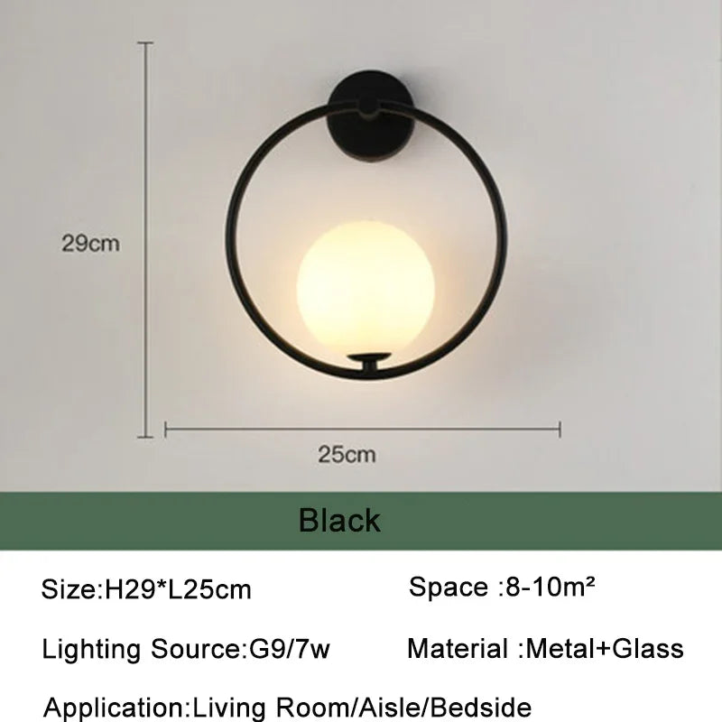 Black Gold  Indoor LED Wall Lamps with 9W G9 Bulb for Bedroom Nordic Switch LED Wall Lights Wall Sconce for Corridor Luminaire