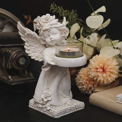 Antique Candle Holder Mold Candlestick Holder Wedding Candleholders Table Desktop Decoration Living Room Sculpture Resin Angel