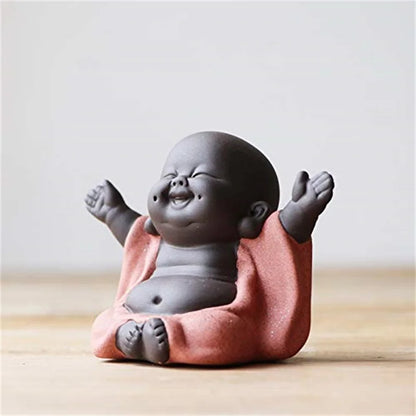 Mini Monk Figurine Mini Buddha Statue Cute Adorable Baby Doll Decoration Creative Chinese Gift Home Office Desktop Car Ornament